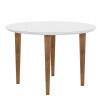 Mesa de Jantar Redonda Tampo Vidro 108x108 Pés Trapézio Turmalina RV Móveis Branco