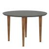 Mesa de Jantar Redonda Tampo Vidro 108x108 Pés Trapézio Turmalina RV Móveis Grafite