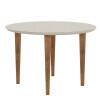 Mesa de Jantar Redonda Tampo Vidro 108x108 Pés Trapézio Turmalina RV Móveis Off White