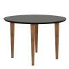 Mesa de Jantar Redonda Tampo Vidro 108x108 Pés Trapézio Turmalina RV Móveis Preto