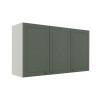 Módulo Armário Aéreo 68x120x34cm 3 Portas 100% MDF Cozinha Provence Robel Branco/Salvia Matte
