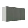 Módulo Armário Aéreo 68x120x56cm 3 Portas 100% MDF Cozinha Provence Robel Branco/Sálvia Matte