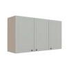 Módulo Armário Aéreo 68x120x34cm 3 Portas 100% MDF Cozinha Provence Robel Fendi/Branco Matte