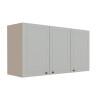 Módulo Armário Aéreo 68x120x56cm 3 Portas 100% MDF Cozinha Provence Robel Fendi/Branco Matte