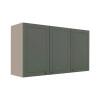 Módulo Armário Aéreo 68x120x34cm 3 Portas 100% MDF Cozinha Provence Robel Fendi/Salvia Matte