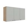 Módulo Armário Aéreo 68x120x34cm 3 Portas 100% MDF Cozinha Provence Robel Hanover/Branco Matte