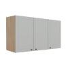 Módulo Armário Aéreo 68x120x56cm 3 Portas 100% MDF Cozinha Provence Robel Hanover/Branco Matte