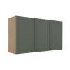 Módulo Armário Aéreo 68x120x34cm 3 Portas 100% MDF Cozinha Provence Robel Hanover/Salvia Matte