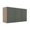 Módulo Armário Aéreo 68x120x56cm 3 Portas 100% MDF Cozinha Provence Robel Hanover/Sálvia Matte