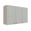 Módulo Armário Aéreo 88x120x34cm 3 Portas 100% MDF Cozinha Provence Robel Fendi/Branco Matte