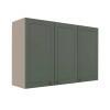 Módulo Armário Aéreo 88x120x34cm 3 Portas 100% MDF Cozinha Provence Robel Fendi/Salvia Matte
