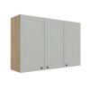 Módulo Armário Aéreo 88x120x34cm 3 Portas 100% MDF Cozinha Provence Robel Hanover/Branco Matte