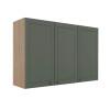 Módulo Armário Aéreo 88x120x34cm 3 Portas 100% MDF Cozinha Provence Robel Hanover/Salvia Matte