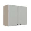 Módulo Armário Aéreo 68x80x34cm 2 Portas 100% MDF Cozinha Modulada Provence Robel Fendi/Branco Matte