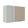 Módulo Armário Aéreo Canto Reto 68x100x34cm 100% MDF Cozinha Provence Robel Branco/Fendi Matte