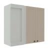 Módulo Armário Aéreo Canto Reto 88x100x34cm 100% MDF Cozinha Provence Robel Branco/Fendi Matte