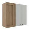 Módulo Armário Aéreo Canto Reto 88x100x34cm 100% MDF Cozinha Provence Robel Hanover/Branco Matte