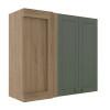 Módulo Armário Aéreo Canto Reto 88x100x34cm 100% MDF Cozinha Provence Robel Hanover/Salvia Matte