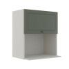 Módulo Armário Aéreo Nicho Micro-Ondas 68x60x43cm 100% MDF Cozinha Provence Robel Branco/Salvia Matte