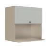 Módulo Armário Aéreo Nicho Micro-Ondas 68x70x43cm 100% MDF Cozinha Provence Robel Fendi/Branco Matte