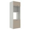 Módulo Torre Quente 208x70x56cm Micro-Ondas Forno 100% MDF Cozinha Provence Robel Branco/Fendi Matte