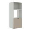Módulo Torre Quente 172x70x56cm Micro-Ondas Forno 100% MDF Cozinha Provence Robel Branco/Fendi Matte