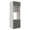 Módulo Torre Quente 208x70x56cm Micro-Ondas Forno 100% MDF Cozinha Provence Robel Branco/Salvia Matte