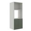 Módulo Torre Quente 172x70x56cm Micro-Ondas Forno 100% MDF Cozinha Provence Robel Branco/Salvia Matte