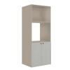 Módulo Torre Quente 172x70x56cm Micro-Ondas Forno 100% MDF Cozinha Provence Robel Fendi/Branco Matte