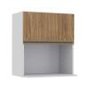Módulo Armário Aéreo Nicho Micro-Ondas 68x60x43cm 100% MDF Cozinha Modulada Gold J Robel Branco/Amendoeira BP