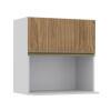 Módulo Armário Aéreo Nicho Micro-Ondas 68x70x43cm 100% MDF Cozinha Modulada Gold J Robel Branco/Amendoeira BP