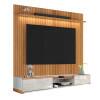 Painel Évora para TV 75” com Bancada Atlas 180cm Lukaliam Jequitiba Ripado 3D/Off White