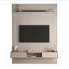 Painel Frisado 191x250cm Oslo Para TV 75 Bancada Atlas Lukaliam Off White/Jequitiba
