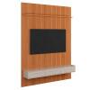 Painel Frisado 191x250cm Oslo Para TV 75 Bancada Bali Lukaliam Jequitiba/Off White