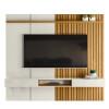 Painel Ripado 225cm Para TV 75 Polegadas Bless 2.3 Lukaliam Off White/Freijo