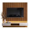 Painel Para TV 70 Polegadas 180cm Com LED Paris Lukaliam Tauari Ripado 3D/Off White Perolizado