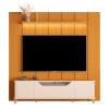 Rack Aron 200cm com Painel Ripado Lumi 220x240cm Para TV até 85" EDN Cedro/Off White