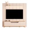 Rack Aron 200cm com Painel Ripado Lumi 220x240cm Para TV até 85" EDN Off White