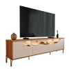 Rack Sala Com LED 210cm Pés Ferro Para TV até 85 Pol Albi Lukaliam Jequitiba/Off White