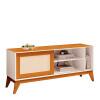 Rack Retrô Ratan Sala Para TV 55¨ 136cm Cayman EDN Off White/Cedro