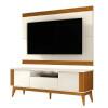 Rack Com Painel Ripado Para TV 75 Pol Brunt 1.8 EAX Móveis Off White/Cedro