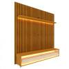 Rack Com Painel Ripado 3D TV 70 Polegadas 180cm Requinte Rodízios Gelius Naturale/Off White