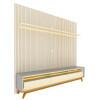 Rack Com Painel Ripado 3D TV 75 Polegadas 224cm Requinte Pés Madeira Gelius Cinza/Off White