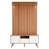 Rack Com Painel 136cm Para TV 55 Polegadas River 1.36 Lukaliam Off White/Jequitiba Ripado 3D