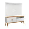 Rack com Painel Pequeno 136cm Quarto Sala Para TV 55 Sirius 1.4 Patrimar Branco Cinamomo/Branco