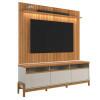 Rack Elegance 190cm + Painel Évora 180cm TV 75" Lukaliam Jequitiba Ripado 3D/Off White