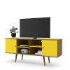 Rack Retrô Para TV 55 Polegadas Estrela Patrimar Nature/Amarelo