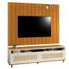 Rack Com Painel Ripado 180cm Para TV 75 Polegadas Hannover Brise 1.8 EDN Off White/Cedro