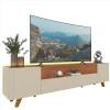 Rack Para TV Até 85 Polegadas Com LED 230cm Pés Madeira Infinity Gelius Off White/Terracota