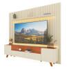 Rack Infinity Pés Madeira Com Painel Ripado Nobre TV 85 Pol 230x250 Gelius Off White/Terracota
